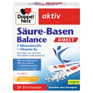 Abbildung der Produktverpackung Doppelherz aktiv Säure-Basen Balance DIRECT Frontansicht